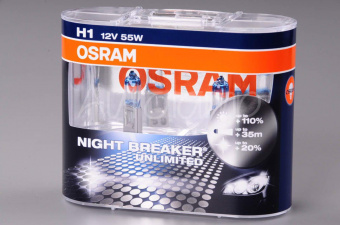 Лампа H1 12V  55W  OSRAM Night Breaker Unlimited +110%  64150NBU2 (бокс, 2шт)