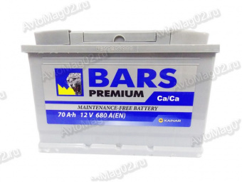 АКБ 70 о.п. (-+) Bars Premium  278х175х190  (EN 680) индикатор (ОБР)
