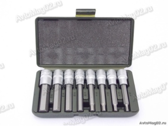 Набор головок с вставкой 1/2" шестигранный 100мм  8пр.  625198 "ДТ"  (5,6,7,8,10,12,14,17)