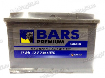 АКБ  6 СТ- 77 п.п. (+-)  Bars Premium   278х175х190   (EN 700)  индикатор