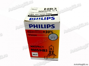 Лампа HB3 9005 12В  60W P20d  PHILIPS PREMIUM +30% ( 65W )  (1шт)