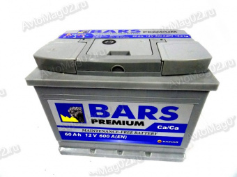 АКБ  6 СТ- 60 п.п. (+-)  Bars Premium   242х175х190   (EN 600)  индикатор